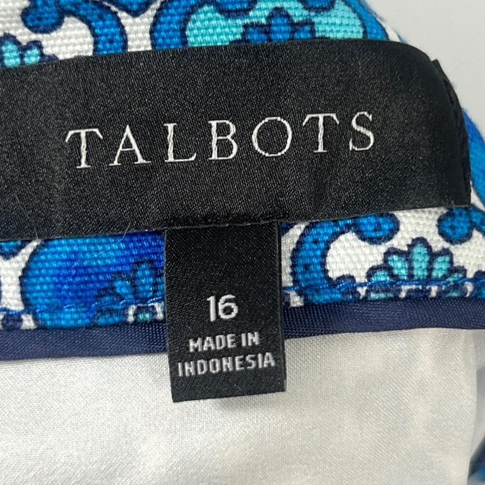 Talbots Womens Blue White Flower Mini Skirt 16 Beach Vacation Cottage TImeless - Picture 4 of 4